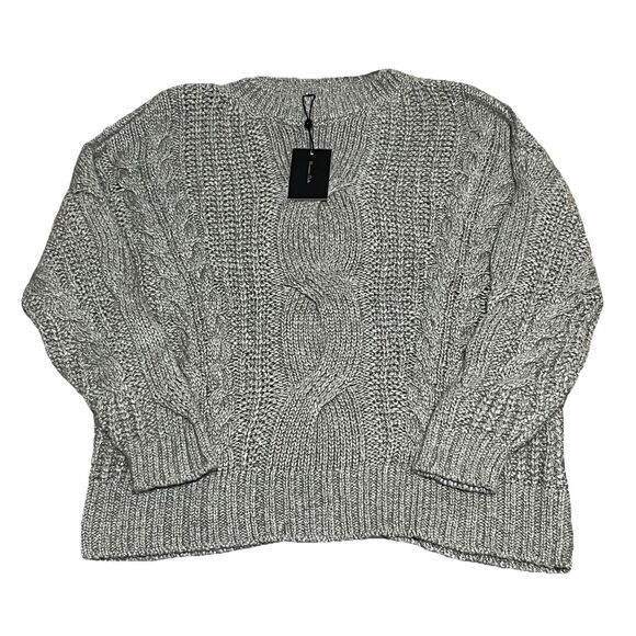 Massimo Dutti Lana Wool Blend Cable Knit Sweater Gray Metallic Women’s Small NWT - Picture 1 of 12